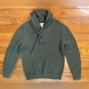 Duluth Trading Company Rib Knit Shawl Collar Sweater Olive Green Men’s M